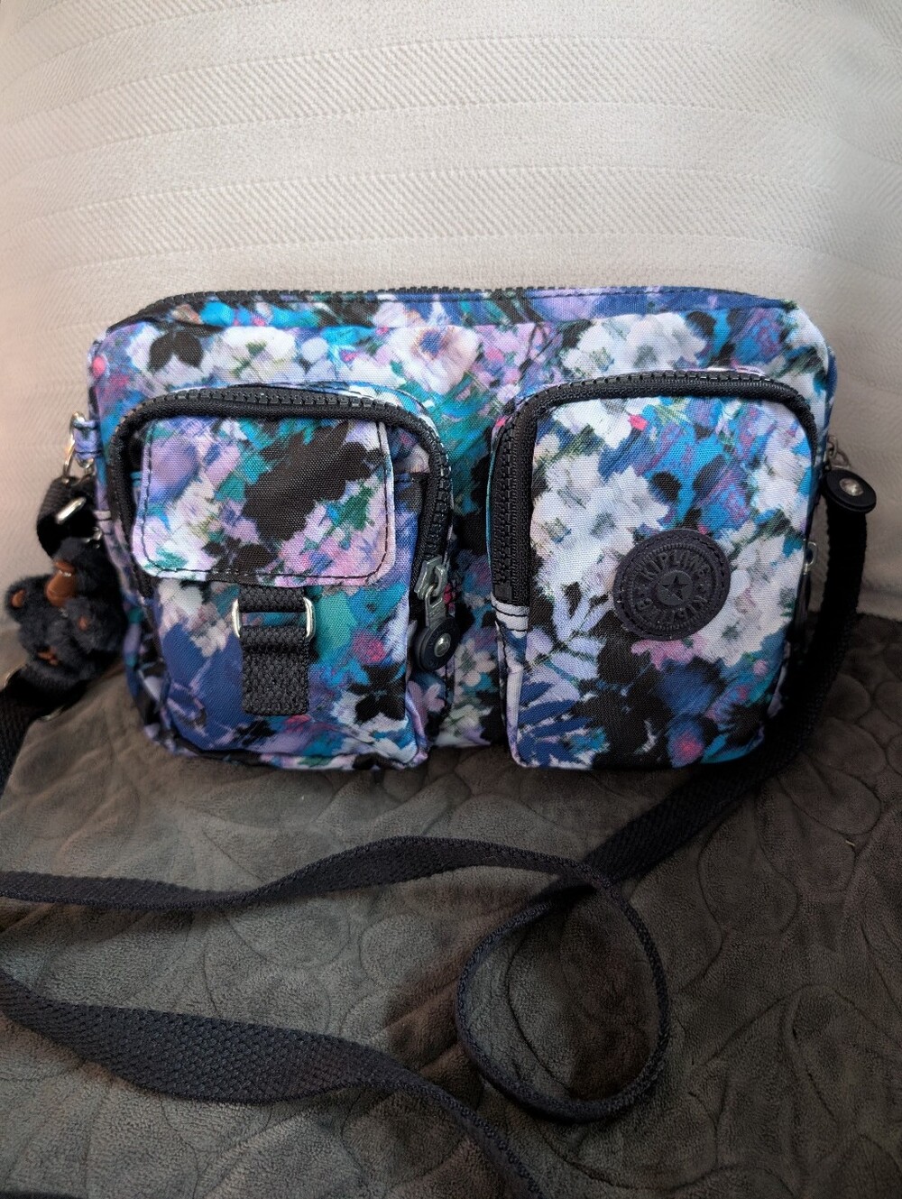 Kipling Blue Floral Crossbody